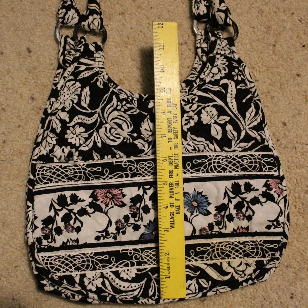 Marie Lifestyle Collection Hobo Bag Quilted Floral Black White Blue Pink Medium